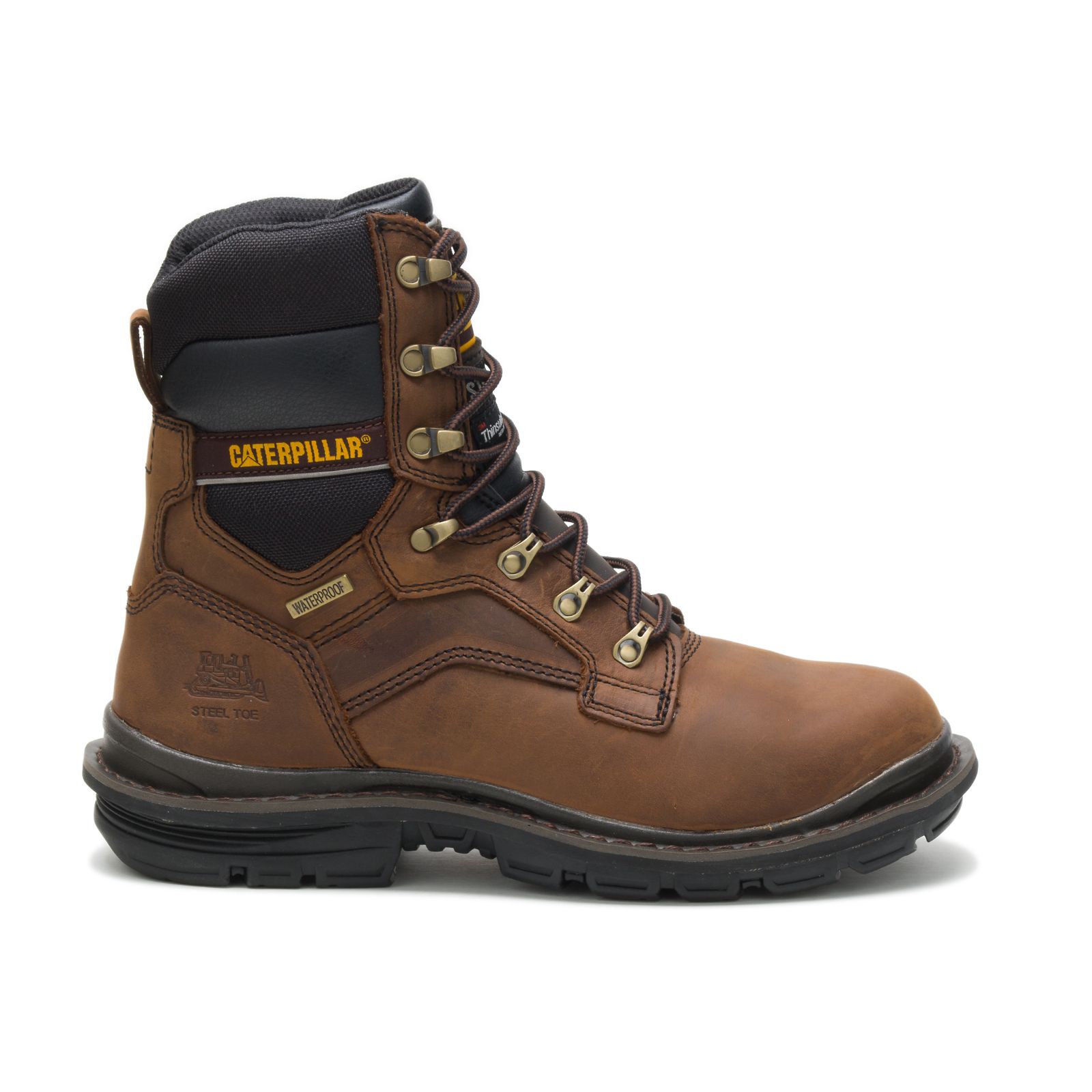 Caterpillar Men's Flexion Generator 8" Waterproof Thinsulate™ Steel Toe Steel Toe Boots Dark Brown C